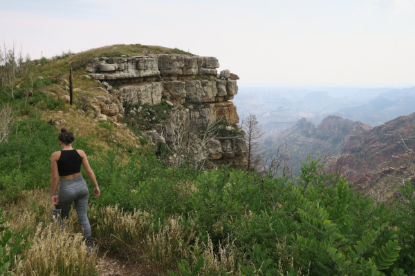 erica hiking above the rim