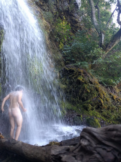 me and my butt in a waterfall